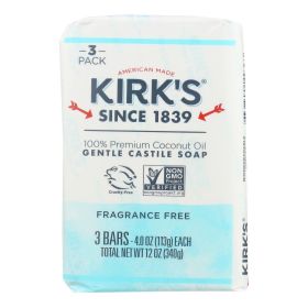 Kirk's Natural Soap Bar - Coco Castile - Fragrance Free - 3 Count - 4 oz - 1533074