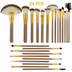 24Pcs Makeup Brushes Set Eye Shadows Face Foundation Brushes Cruelty-Free Synthetic Fiber Bristles - Gold