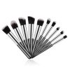 Mini Travel Makeup Brush Set-10pcs Soft Nylon Bristle Blush Loose Powder Eyeshadow Black Silver Makeup Brush Set - default