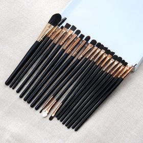 20 black eye makeup brush set; with foundation nose shadow lip concealer eye shadow eyeliner and mascara brush - default