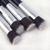 Mini Travel Makeup Brush Set-10pcs Soft Nylon Bristle Blush Loose Powder Eyeshadow Black Silver Makeup Brush Set - default
