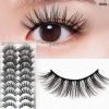 USA 20 Pairs False Eyelashes Soft Natural Extension Black 3D Makeup Lashes Black - 10Pairs