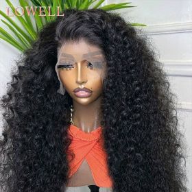 Transparent 13x4 13x6 HD Water Wave Lace Front Wigs Curly Human Hair Wigs Deep Wave Lace Frontal Wigs For Women Pre Plucked (Stretched Length, Density: 32inches, 180%, Hair Color: 13X6 Lace Wig)