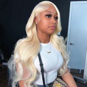 30 38 Inch Brazilian Body Wave 613 Honey Blonde 13x6 HD Transparent Lace Front Human Hair Wigs For Women 13x4 Lace Frontal Wig (Stretched Length, Density: 20inches, 180 Density, Color: 13x4 Lace Front Wig)