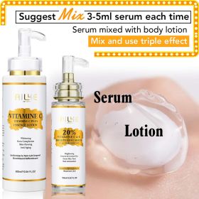 AILKE Vitamin C Brightening Body Lotion, Anti-Wrinkle, Skin Firming, Even Skin Tone Body Cream,With Hyaluronic Acid, Shea Butter (Color: 2 in 1 Set)